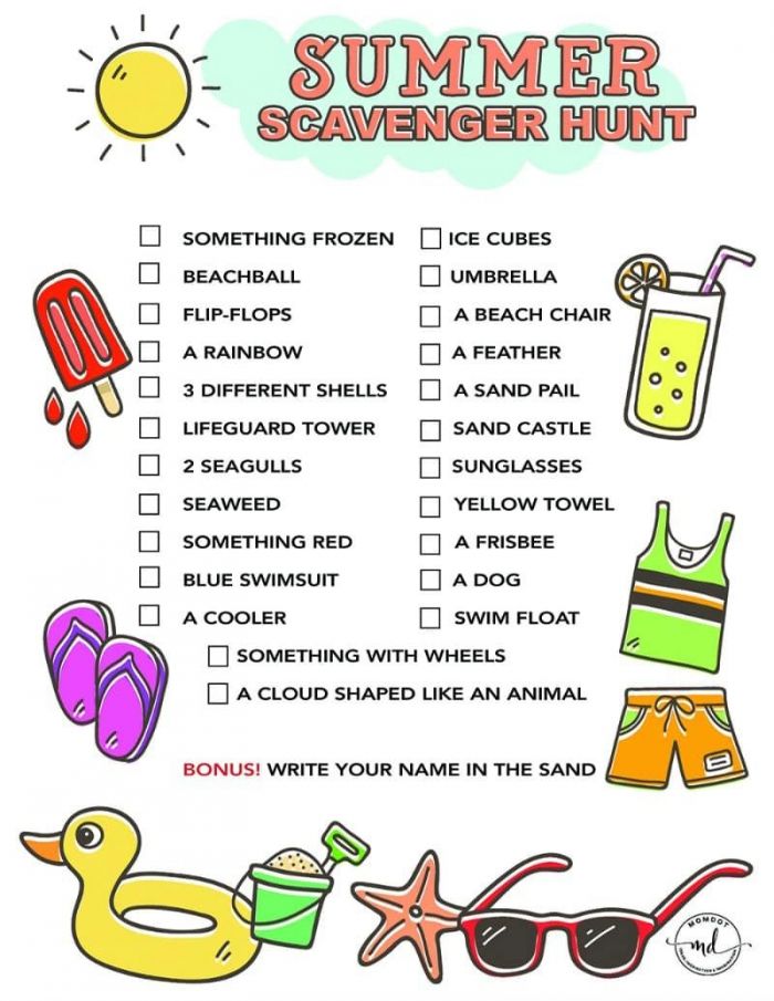 scavenger hunt lists for kids